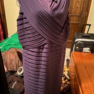 Adrianna Papell Purple Pleated Dress